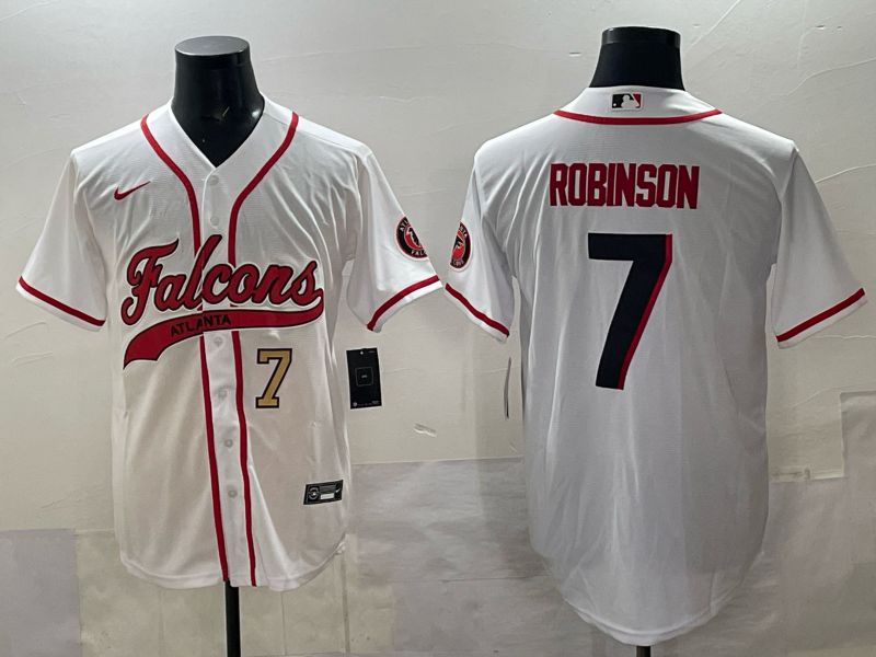 Men 2025 Nike Atlanta Falcons 7 Robinson white Joint Name Limited NFL Jersey style 04
